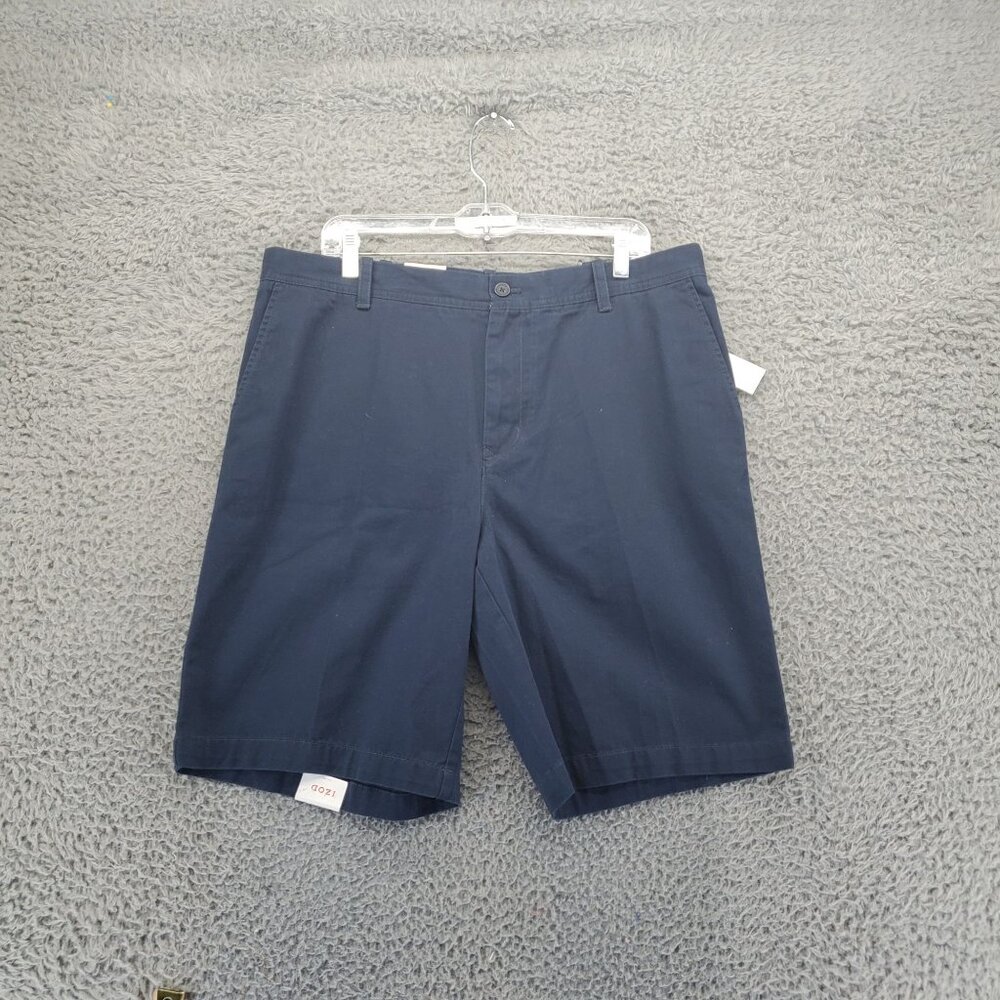 Izod Shorts Mens 36 Navy Blue Flat Front 100% Cotton Made In Bangladesh *NWT*